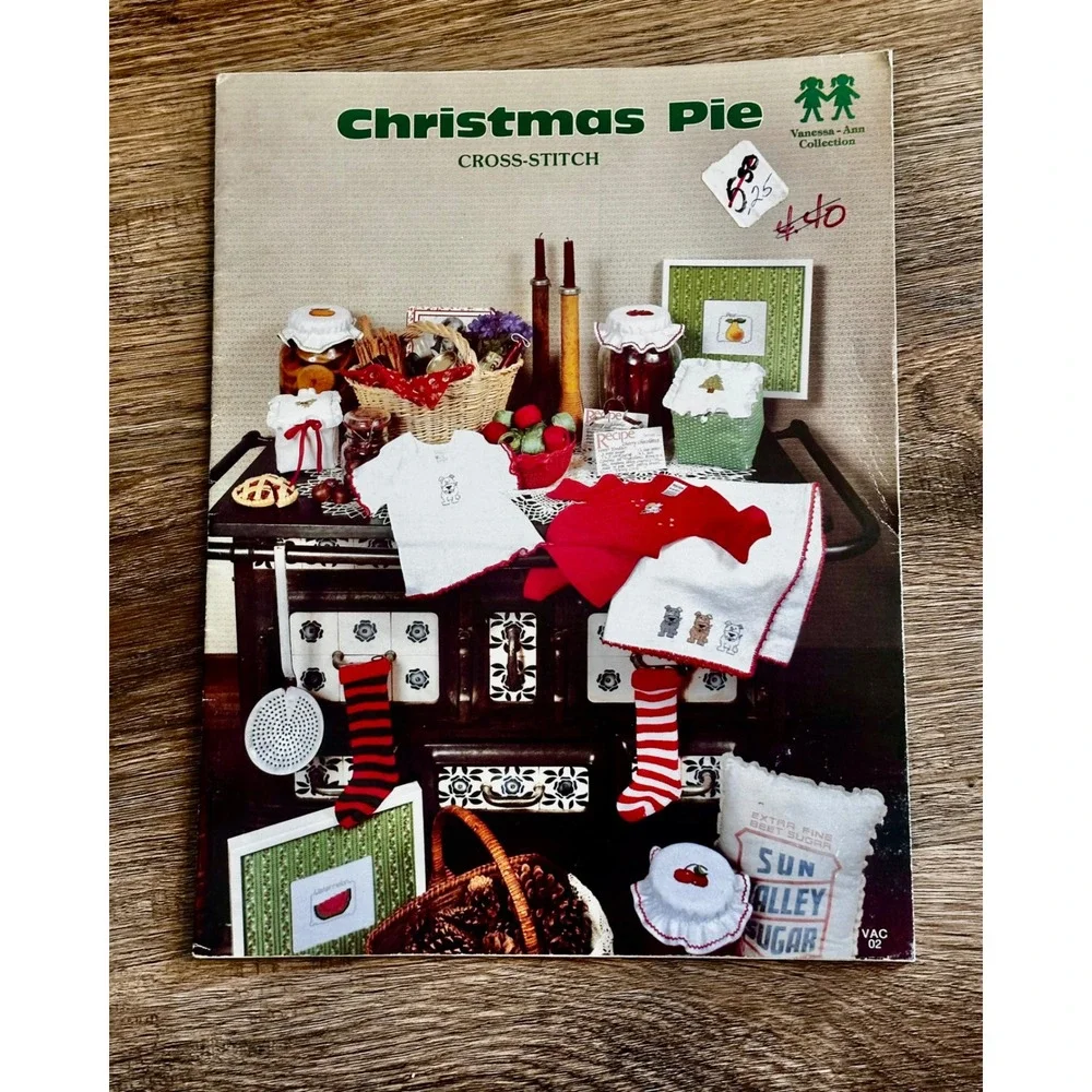 Vintage 1980 Christmas Pie Cross-Stitch Pattern Booklet Vanessa-Ann Collection